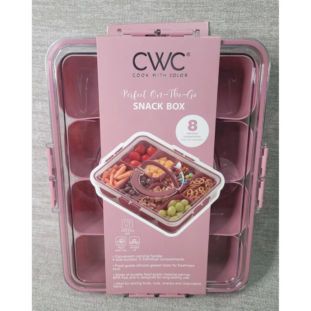Cook With Color Perfect On-The-Go Snack Box Pink 8 Compartment WASNKB4 Travel
